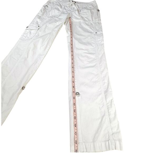 INC White Cargo Utility Pants Bling Buttons Zip Front Drawstring Waist - Picture 13 of 16
